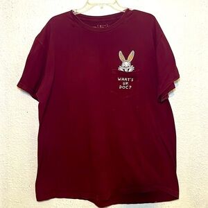 Neff Looney Tunes maroon Bugs Bunny what’s up, Doc T-shirt size XXL